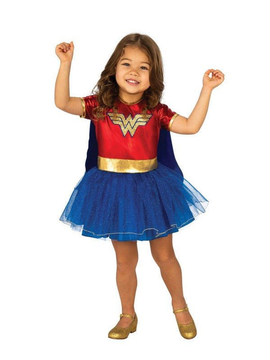 Wonder Woman DC Comics girls costume with cape for imaginative play at home.