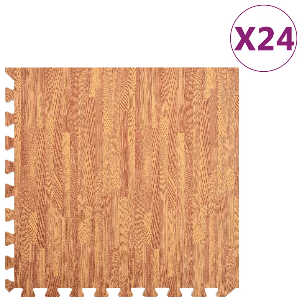 Wood Grain EVA Foam Floor Mats for a Natural Look 24 Pieces - Kids Mega Mart