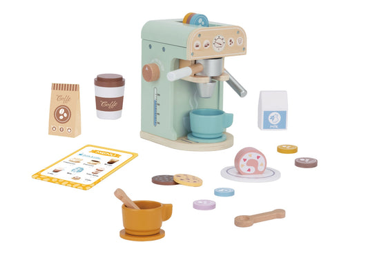 Wooden Barista Coffee Machine Set for Kids | Pretend play toy with realistic features.