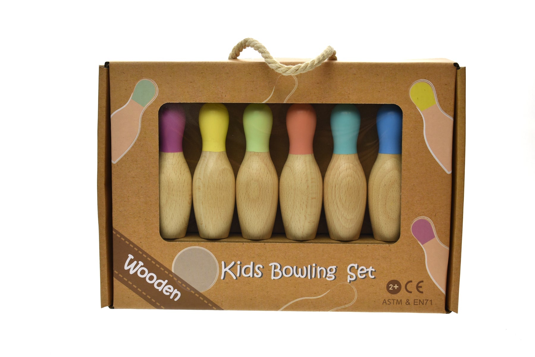 Wooden Bowling Set Top Coloured - Kids Mega Mart