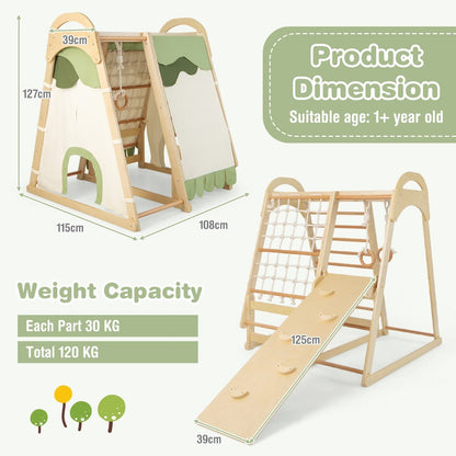 Active Learning with Wooden Climbing Playset and Gymnastics Rings