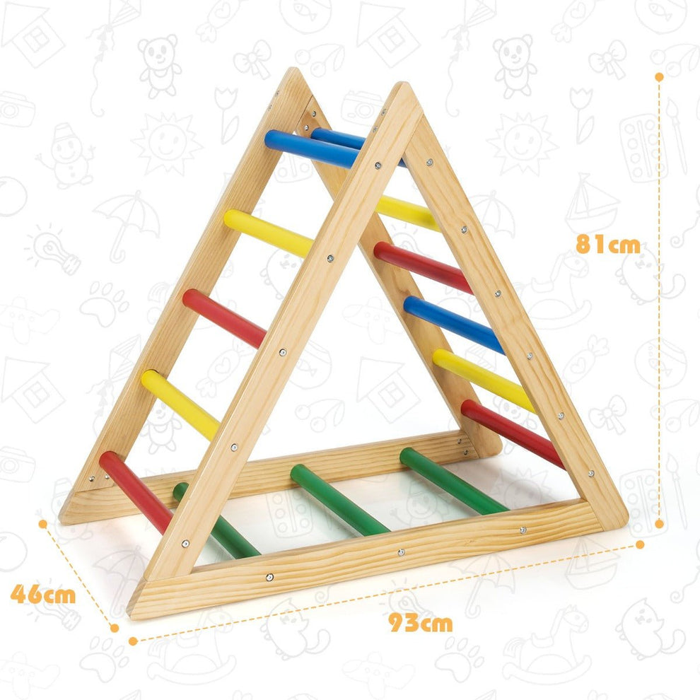 Kids Wooden Climbing Triangle | Safe, Educational 3-Level Ladder