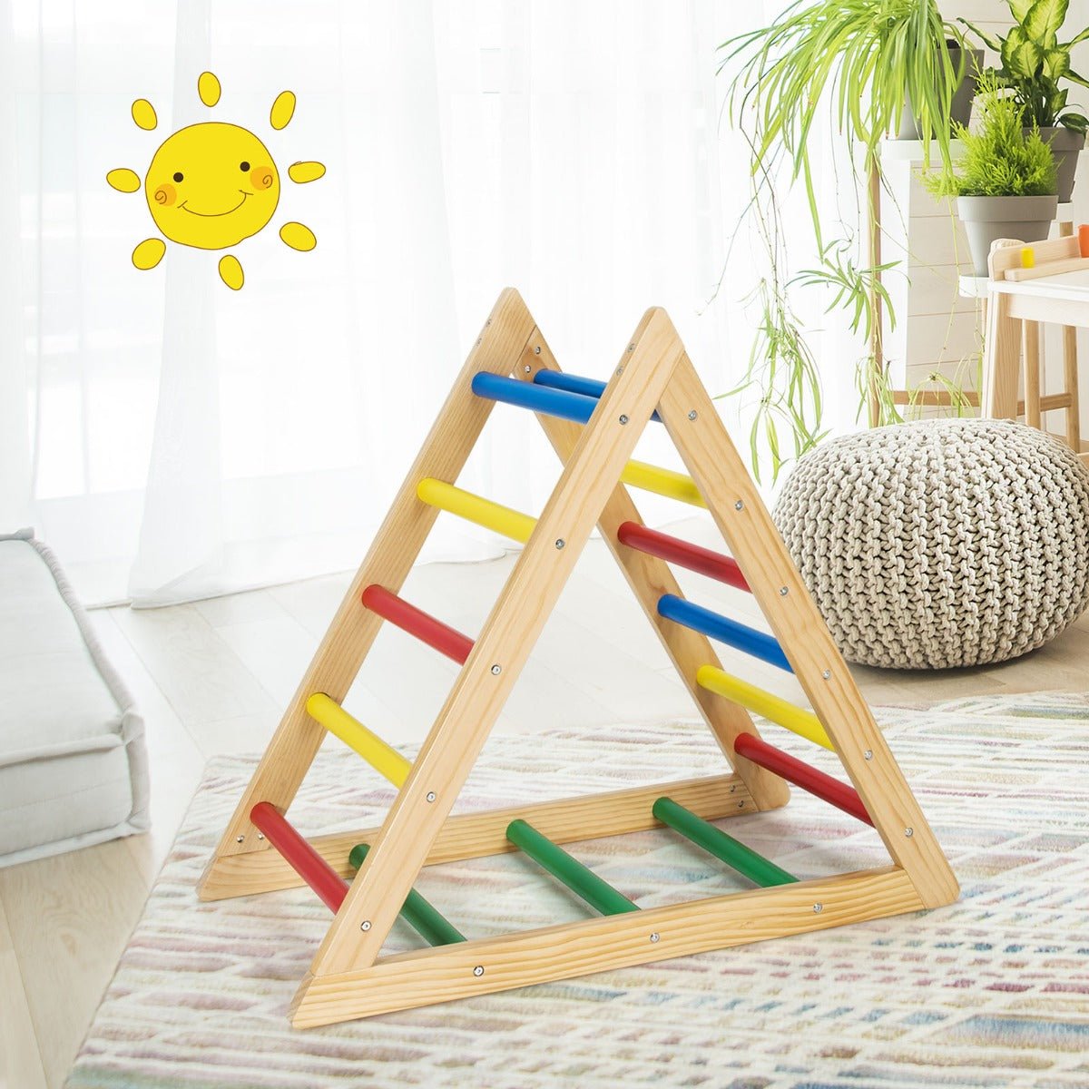 Buy Wooden Climbing Triangle Ladder for Kids Multi Colour