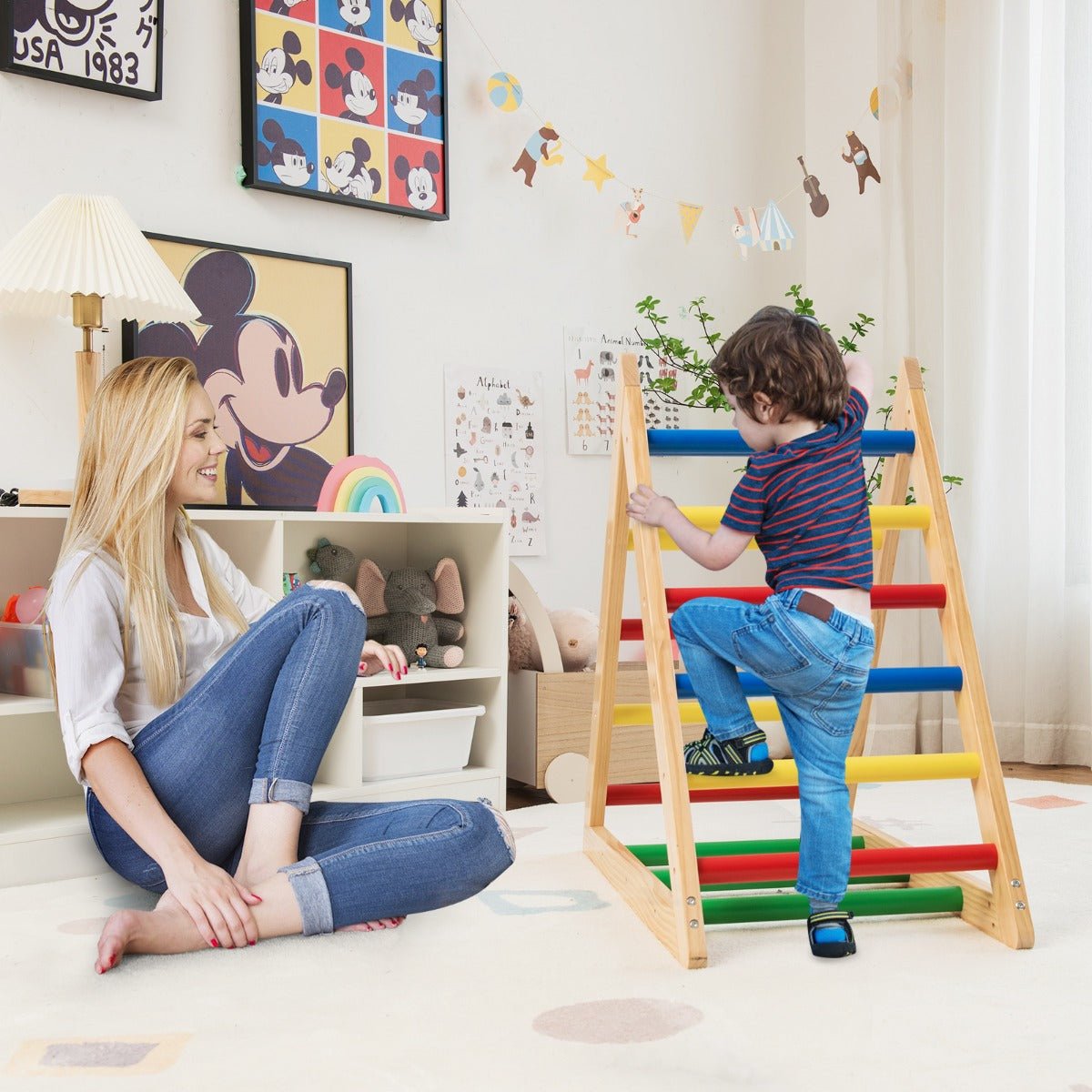 Playful Wooden Climbing Triangle Ladder - Elevate Kid's Room with Fun