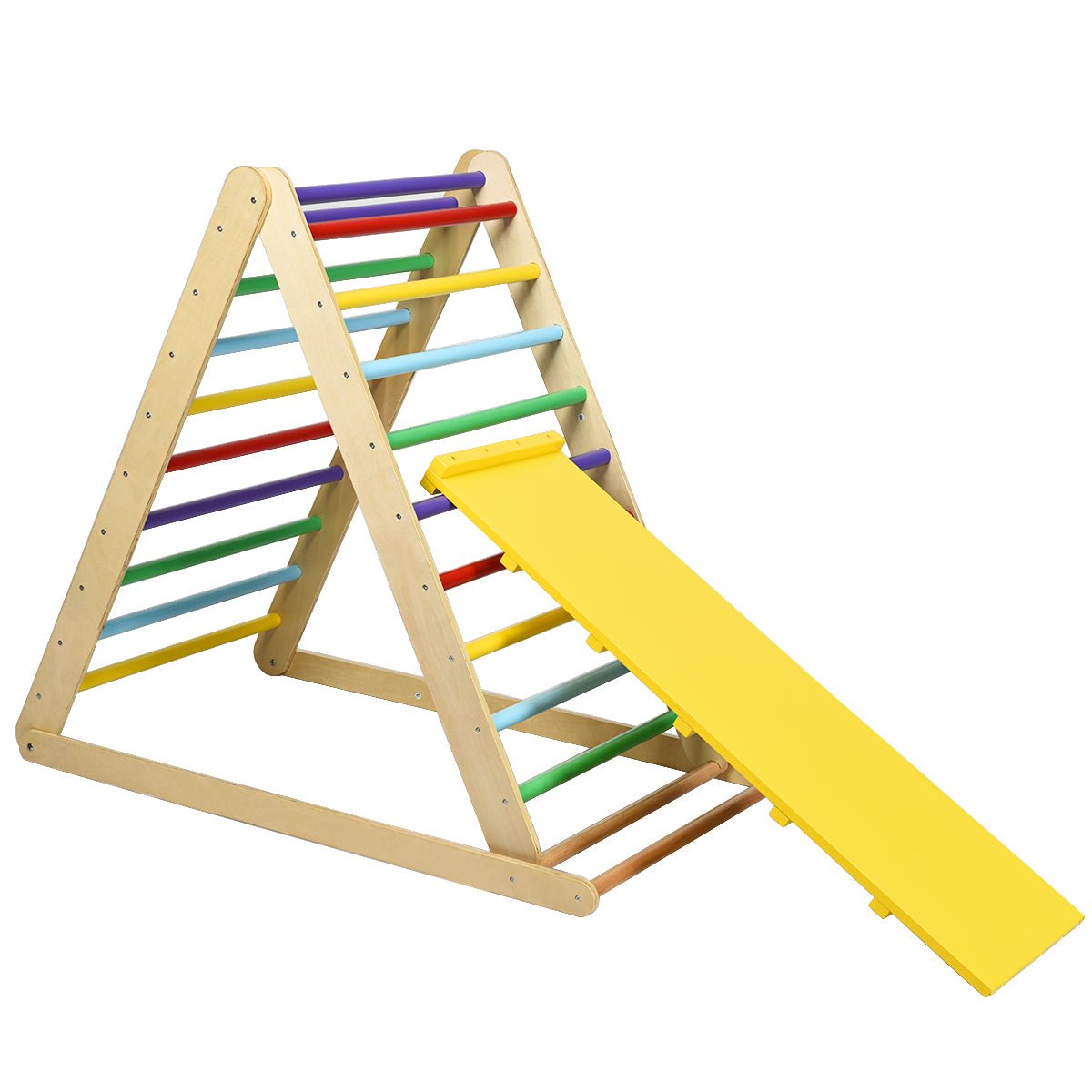 Vibrant Wooden Climbing Triangle Ladder - Triangular Safety in Multicolour Design