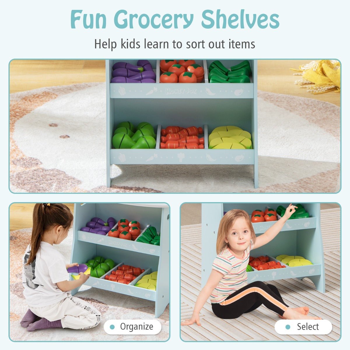 Imaginative and Educational Playtime in Blue Grocery Store