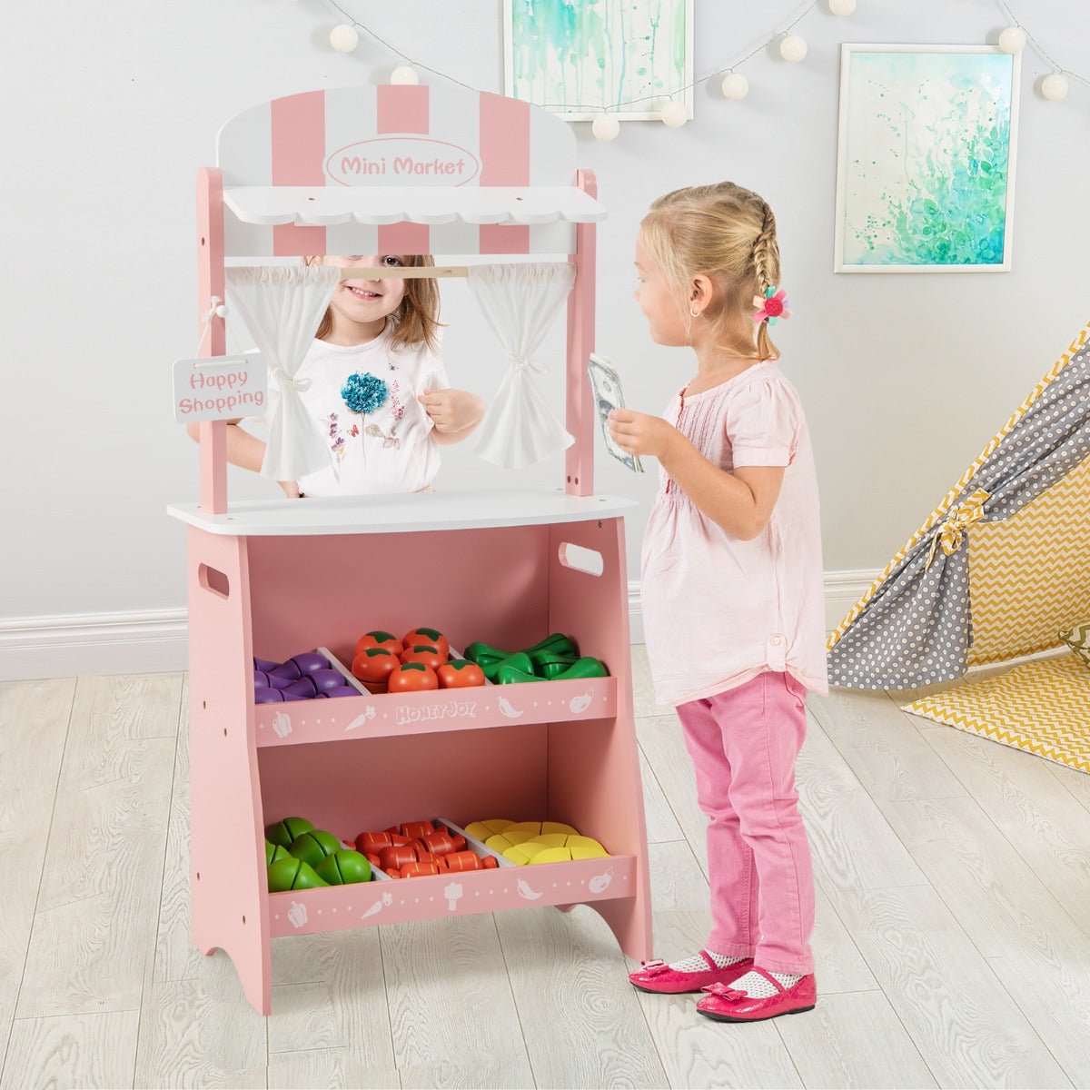 Wooden Grocery Store Set: Where Kids Shop and Play Happily!