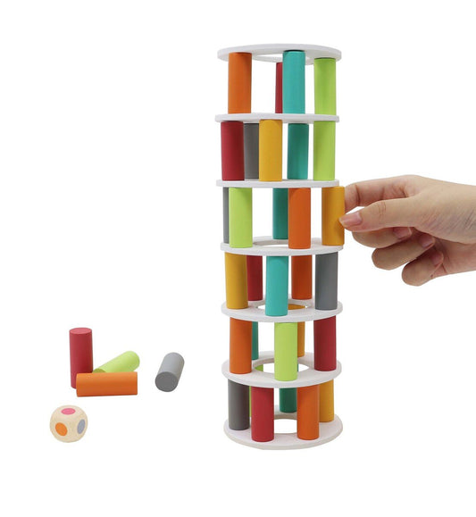 Wooden Pisa Tower Balancing Game | Fun, interactive toy for children, promoting hand-eye coordination.