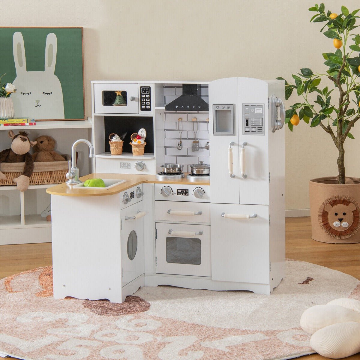 Shop Now: White Wooden Play Kitchen for Kids at Kids Mega Mart