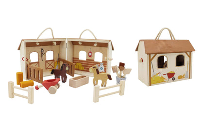 Tooky toy Wooden Portable Horse Stable Playset at Kids Mega Mart Australia