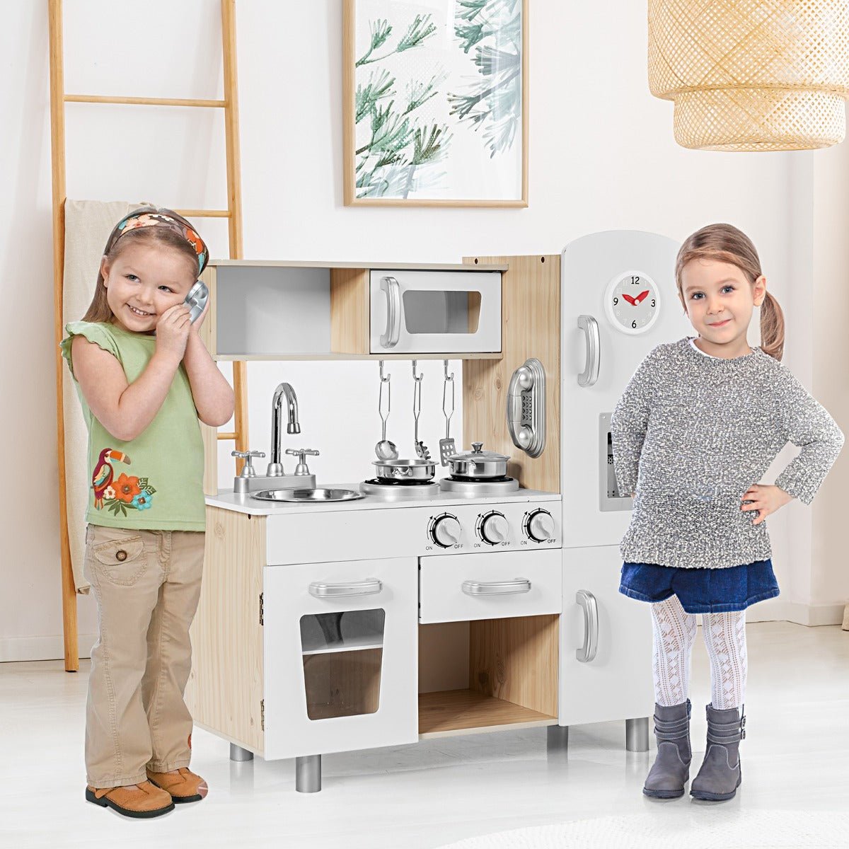 Explore and Create: Wooden Cooking Playset with Water Dispenser for Kids