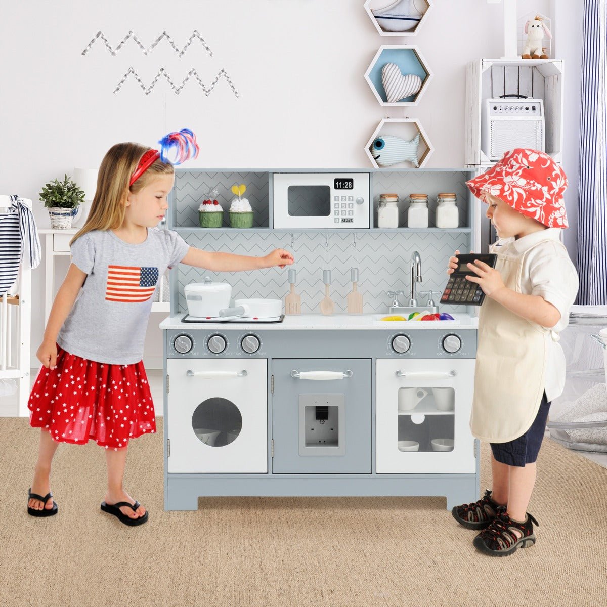 Realistic Wooden Play Kitchen Set | Fun Learning for Kids – Kids Mega Mart