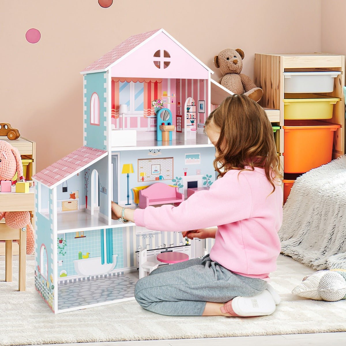 Furnished Wooden Doll House: Where Imagination Takes Center Stage