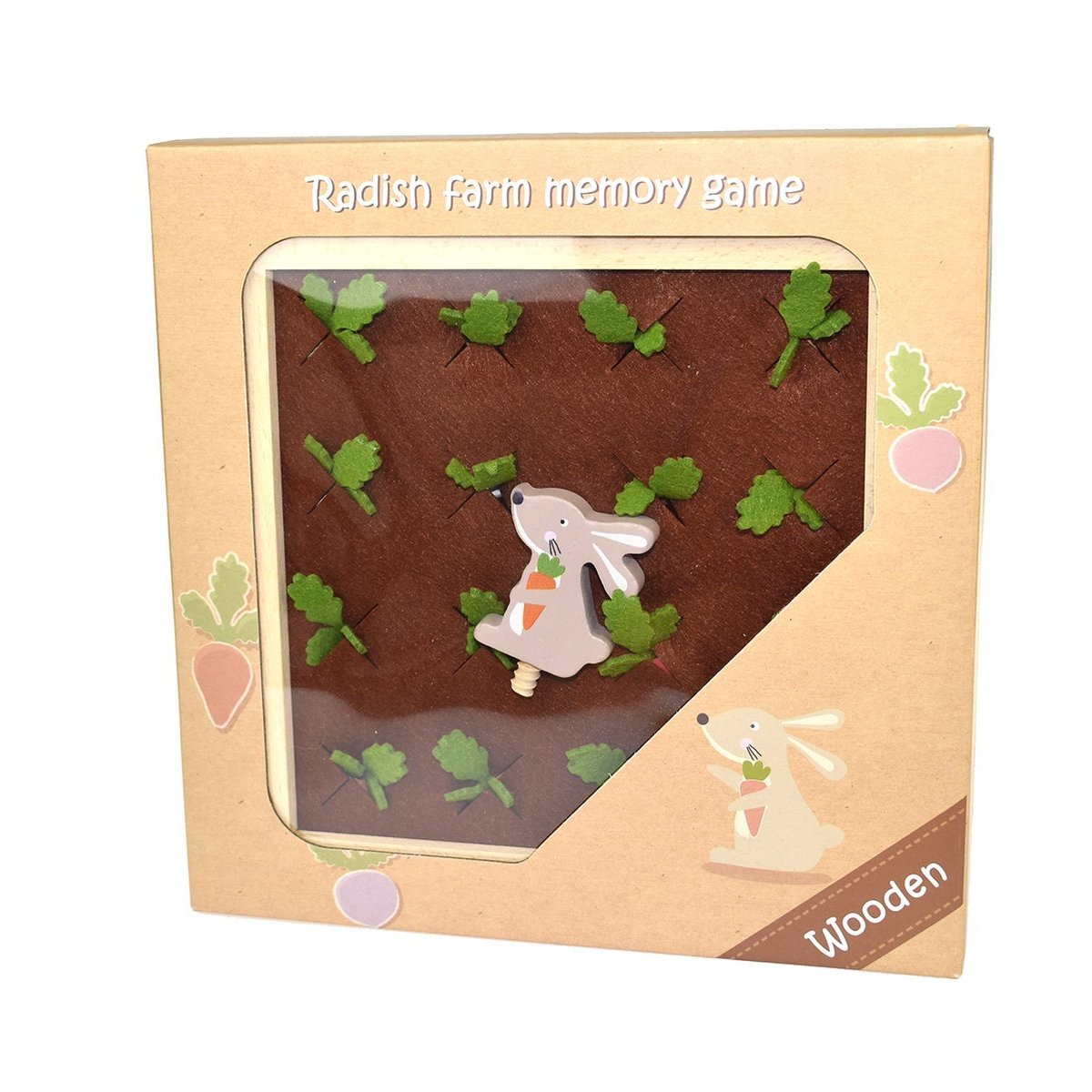 Wooden Radish Farm Memory Game | Interactive, educational toy for kids to develop memory skills.