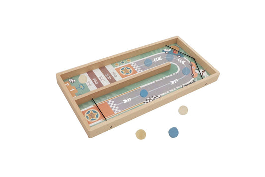 Colorful wooden toy pinball game for kids, promotes hand-eye coordination and hours of fun.