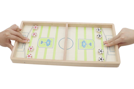 Wooden Sling Soccer Game for young athletes, promoting indoor fun and active play.