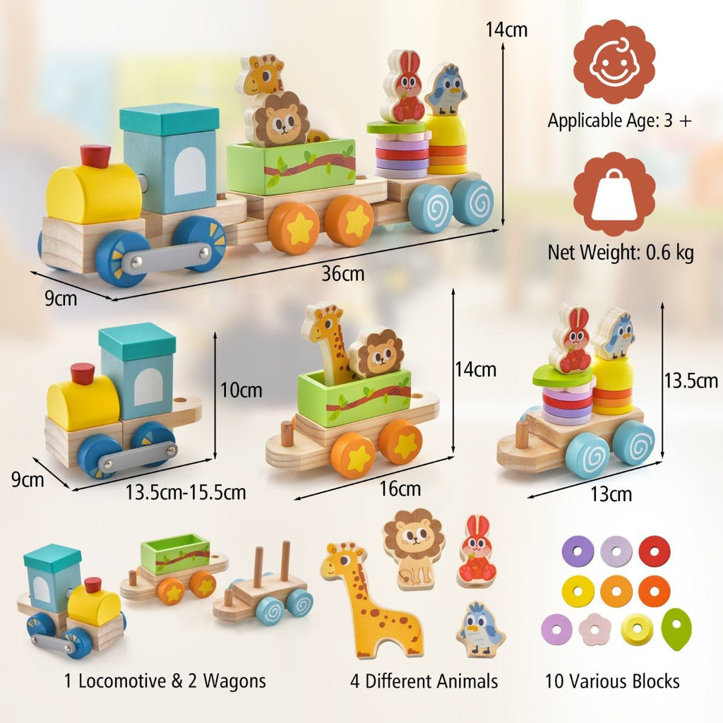 Wooden Animal Train Set for Kids - Buy Now | Kids Mega Mart Australia