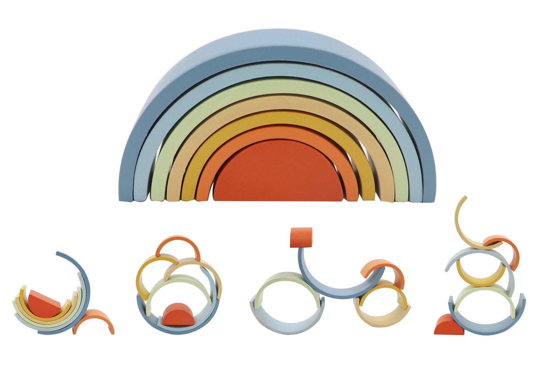 Wooden Stacking Rainbow Denim & Rust | Kaper Kidz – Kids Mega Mart
