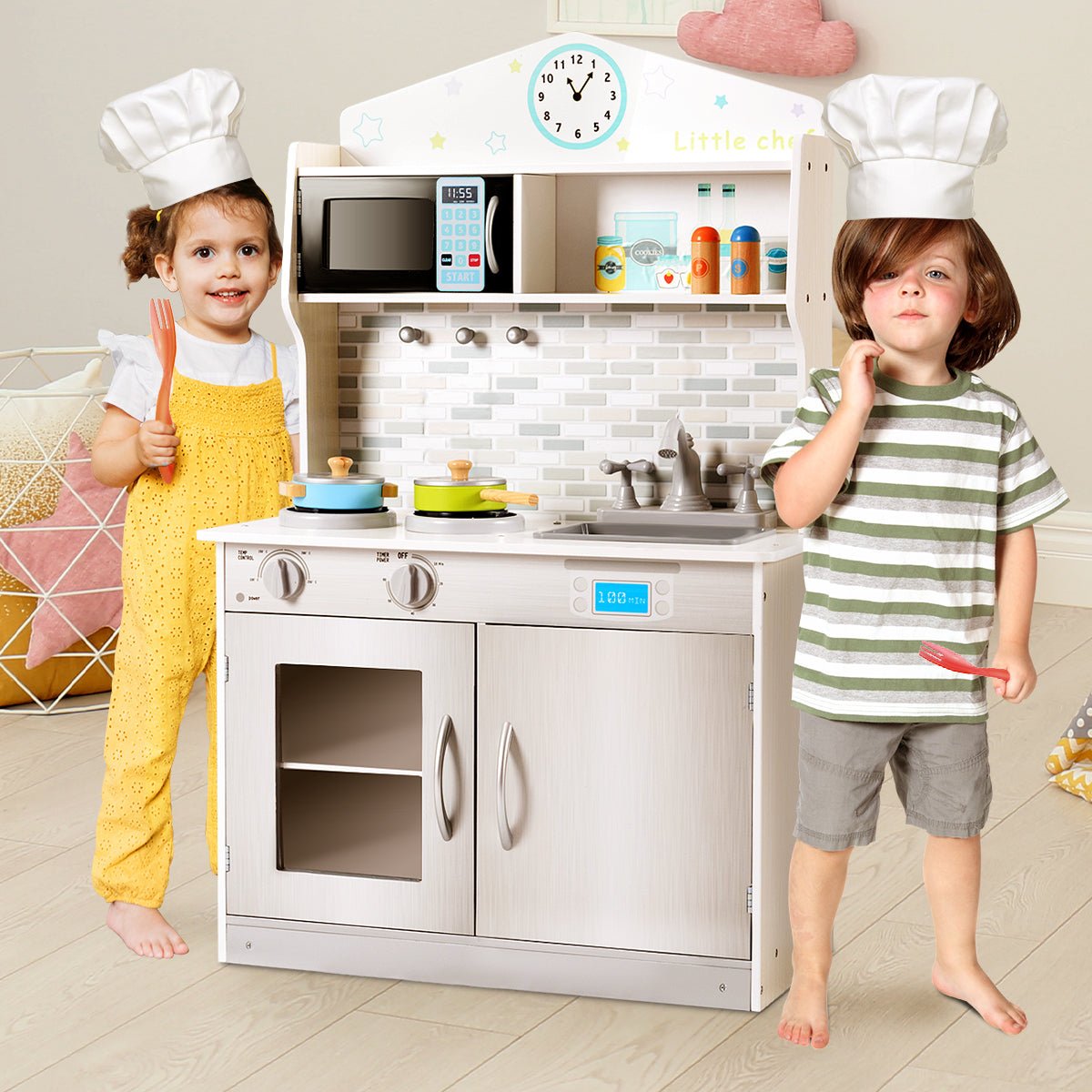 Kids Mega Mart - Shop the Grey Wooden Toy Kitchen Playset
