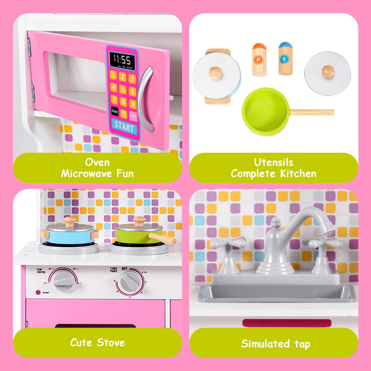 Enhance Playtime with the Wooden Toy Kitchen Playset