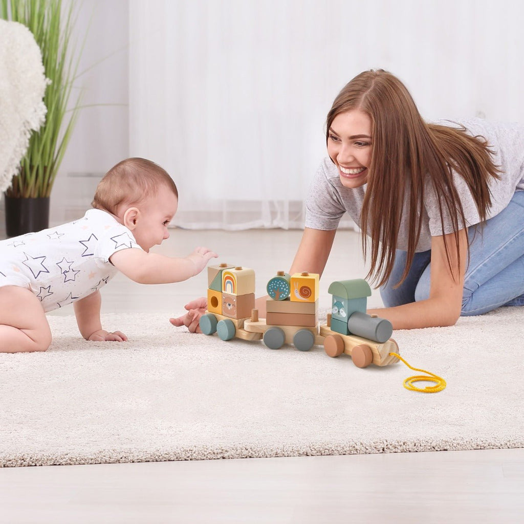 Wooden Stacking Block Train Set - Shop at Kids Mega Mart