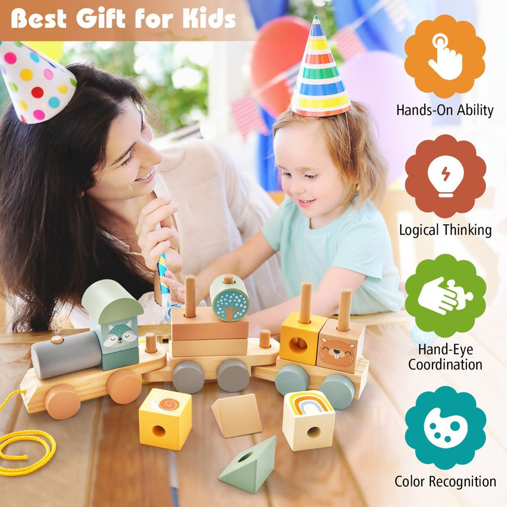 Stacking Block Train Set Wooden Stacking Block Train Set - Shop at Kids Mega Mart