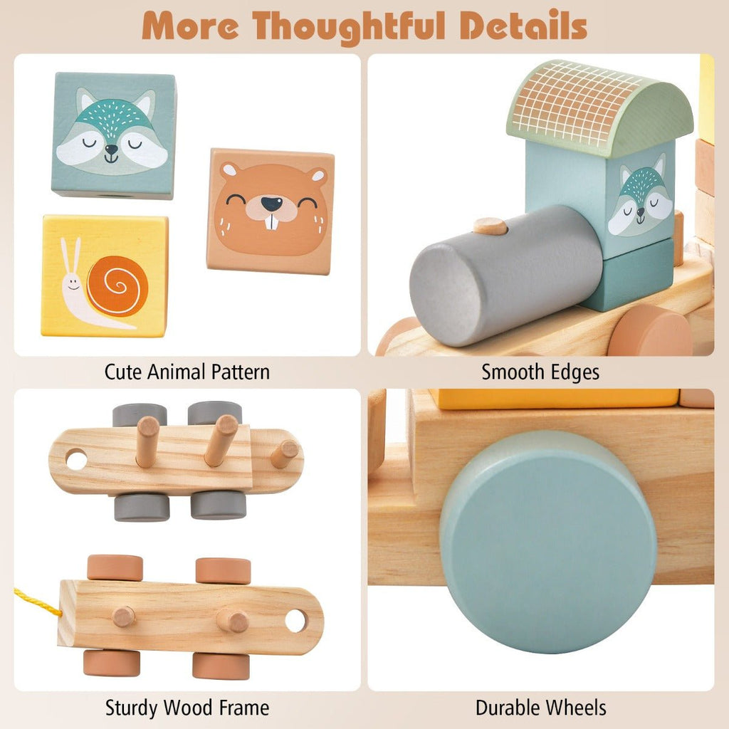 Stacking Block Train Set Wooden Stacking Block Train Set - Shop at Kids Mega Mart