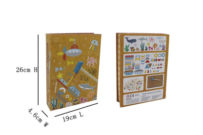 Wooden underwater world shape sorter bookcase for interactive learning and storage in kids rooms.