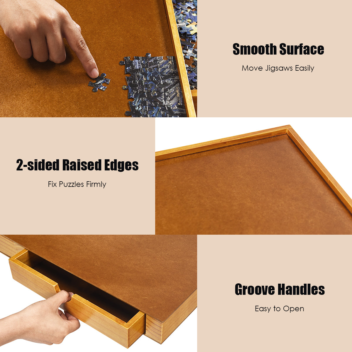 Kids wooden puzzle table with 4 drawers - ideal for interactive playtime and storage. ❯