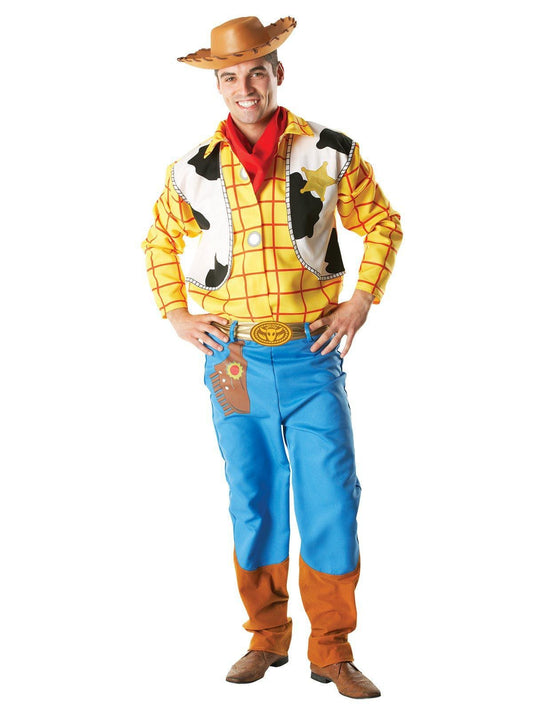 Disney Pixar Toy Story Woody Deluxe Adult Costume Set for kids dress-up fun at home.