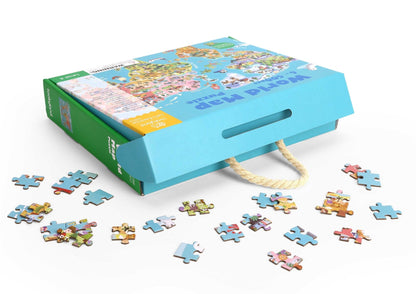 Colorful 500-piece world map jigsaw puzzle for kids educational fun at home.