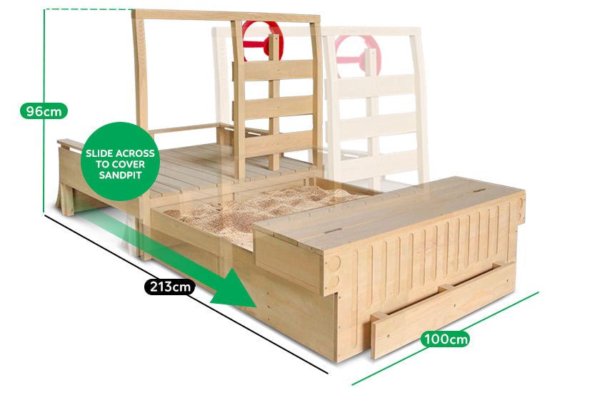 Lifespan Kids Wrangler 4x4 Sandpit and Play Set with Steering Wheel for backyard fun.