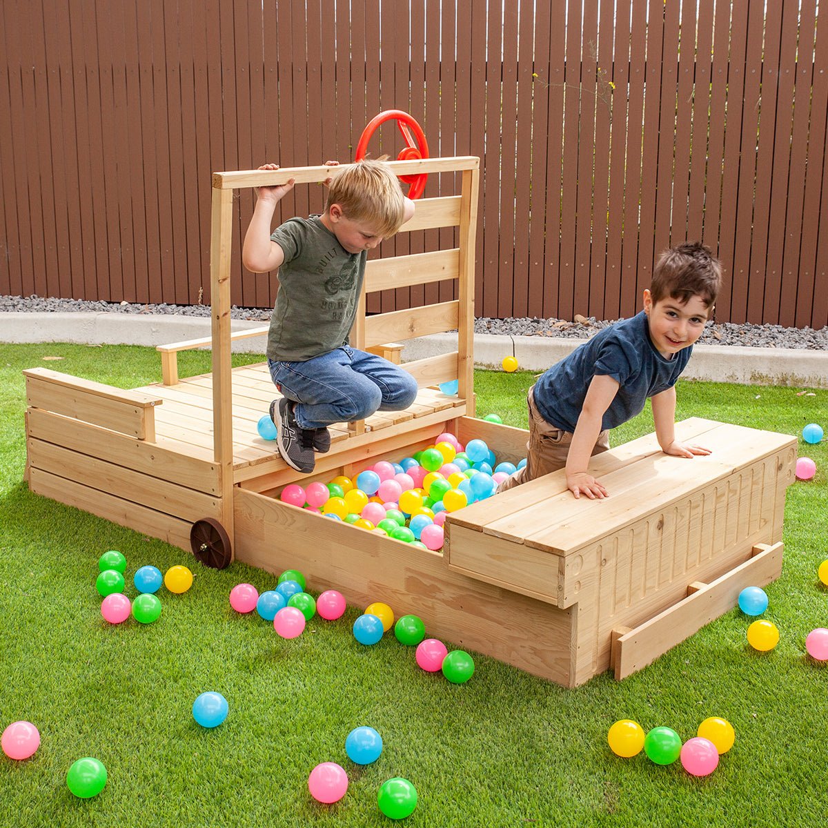 Lifespan Kids Wrangler 4x4 Sandpit Playset | Interactive steering wheel for imaginative outdoor play.