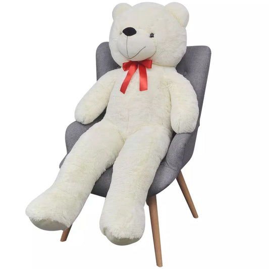 Large 85cm white teddy bear plush toy, soft and cuddly, perfect for childrens playtime.