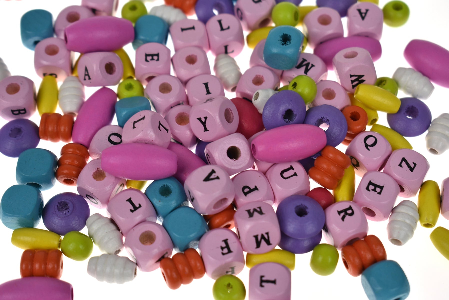 Colorful alphabet bead jewelry craft kit for kids to create personalized accessories at home.