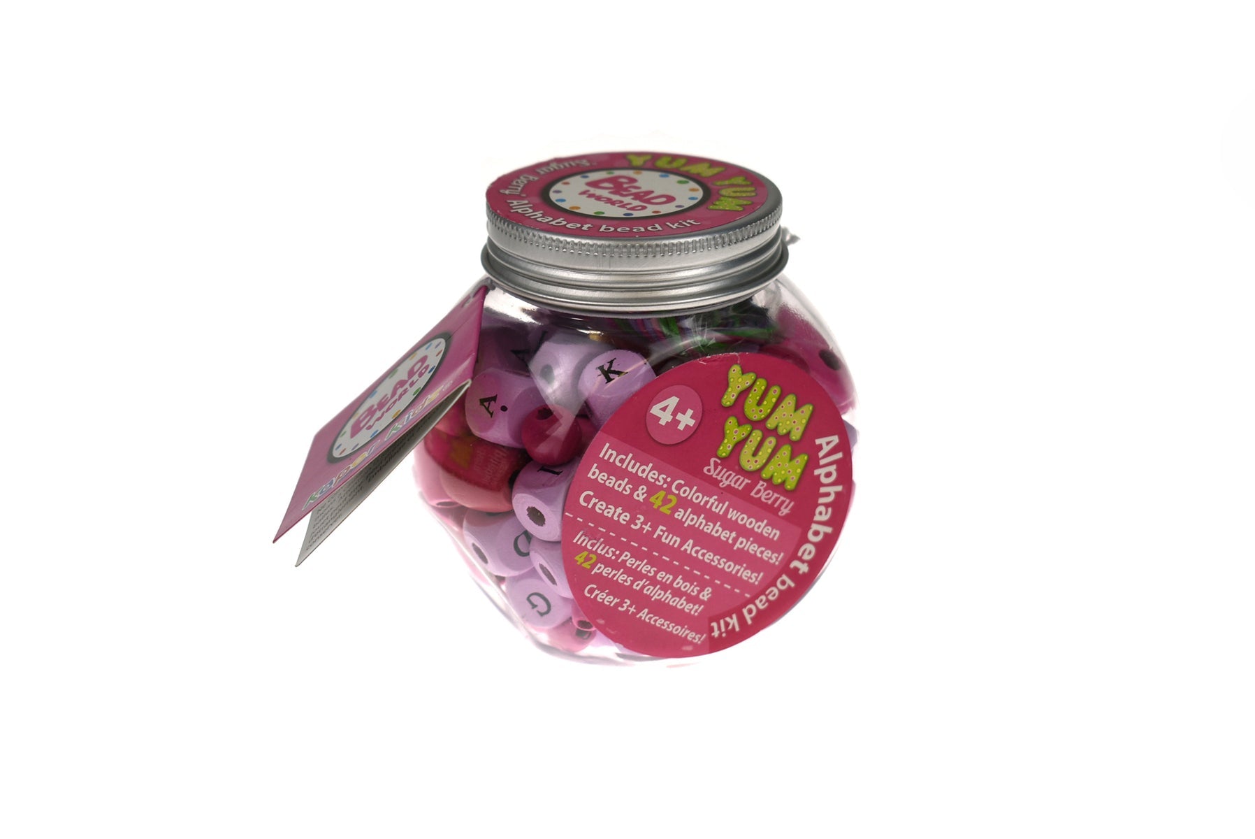Kaper Kidz Yum Yum Pink Sugar Berry Alphabet Bead Craft Kit for Kids - Creativity made fun