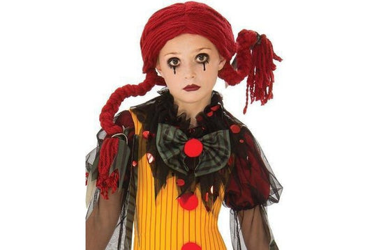 Zombie Girl Clown Halloween Kids Costume, perfect for spooky home dress-up fun.