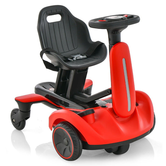 Red Zoomy Drift Racer Electric Ride On Car for kids, powered by 6V battery.